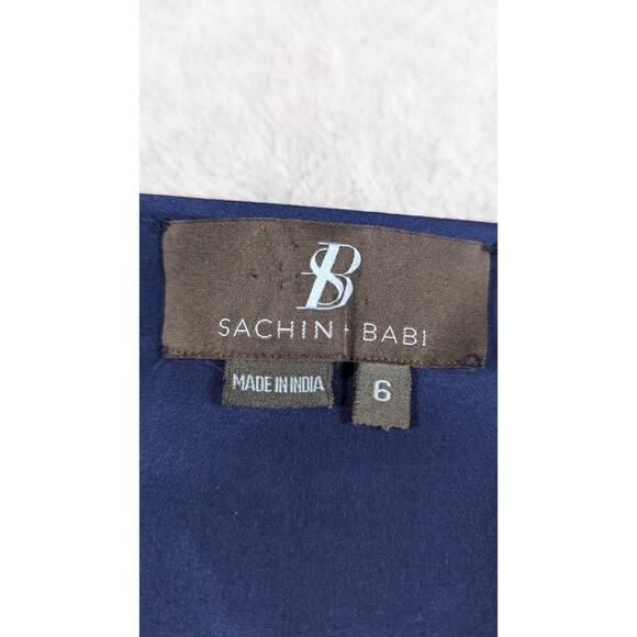 Sachin + Babi Women Dress Size 6 Textured Crochet Silk Blend Layered Back - Picture 5 of 9